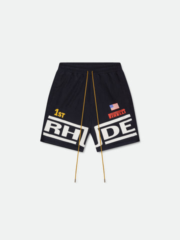RHUDE CHAMPIONS LOGO SHORTS