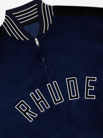 VELOUR TRACK QUARTER ZIP-UP