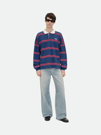 STRIPED LS PIQUE POLO