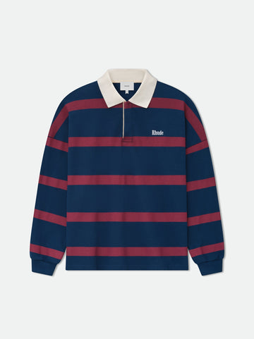 STRIPED LS PIQUE POLO